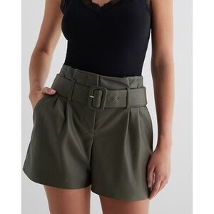 Express Faux Leather Olive Shorts